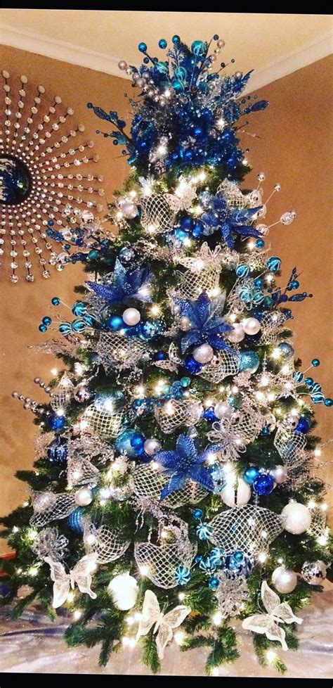 Blue And Silver Christmas Tree Árboles Azules De Navidad Decoración