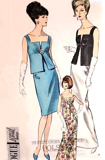 1960s Stunning 2 Pc Cocktail Or Evening Length Dress Pattern Vogue