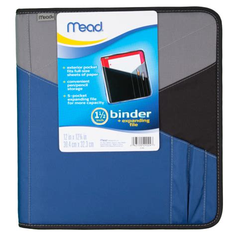 Mead® Zipper 3 Ring Binder With Expanding File 1 12 Round Rings