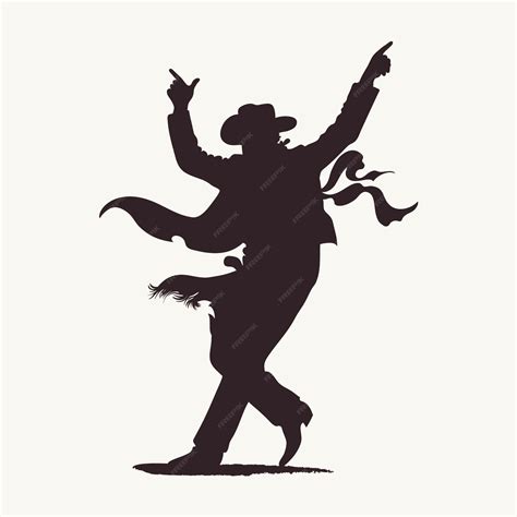 Premium Vector Hand Drawn Dancing Cowboy Silhouette