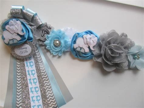 Set Elephant Baby Shower Corsage And Sash Mommy To Be Etsy