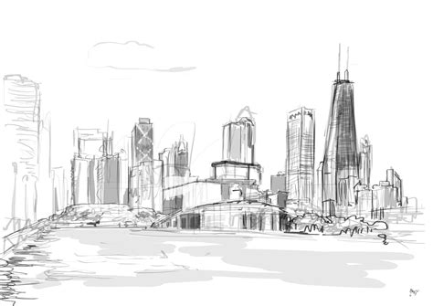 Chicago Skyline Outline Drawing At PaintingValley Explore