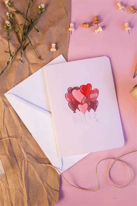 Heart Balloon Card Valentines Day Aesthetic Card Etsy