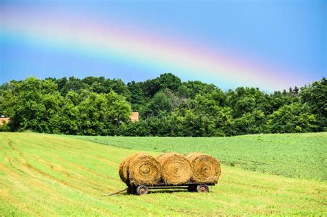 Rainbow Over Farm Field In Wisconsin Stock Image Image Of Promise