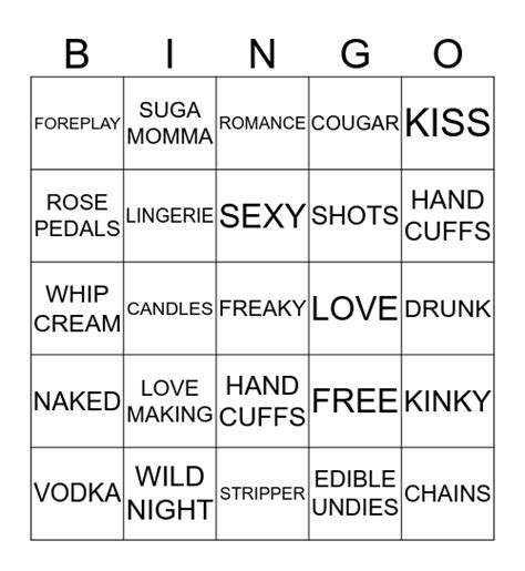 Naughty Bingo Card
