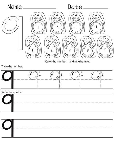Number Tracing Worksheets 9 Number Print Out Kids