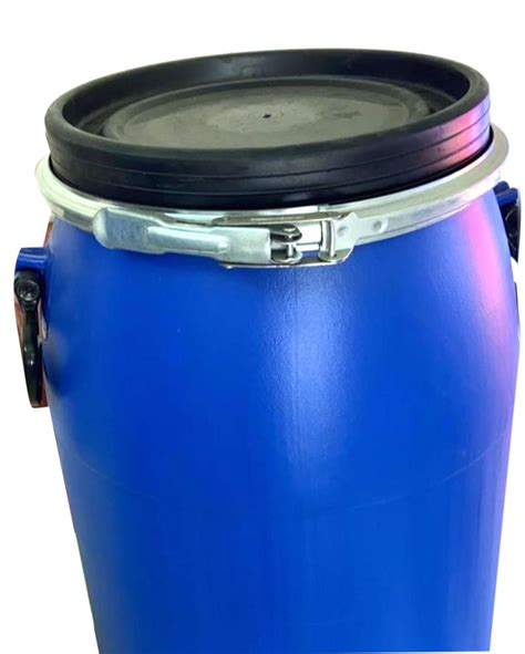 Blue Hdpe Open Top Plastic Storage Drums With Metal Clamp Capacity 50