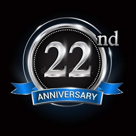 22nd Anniversary Years Celebration Logotype Logo Ribbon Gold Number