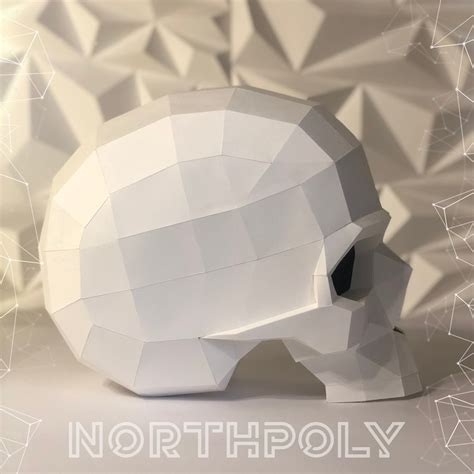 Skull 3d Papercraft Northpoly Pepakura Lowpoly Low Etsy