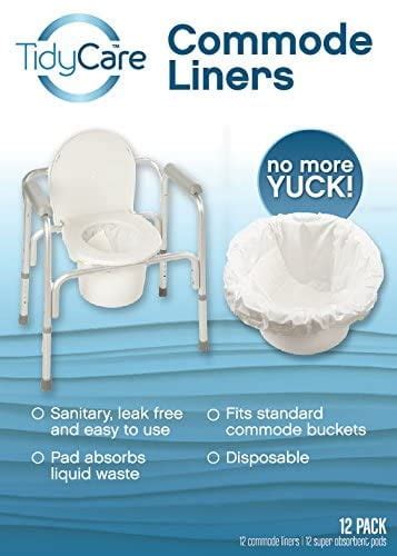 Commode Liners For Bedside Toilet Chair Bucket Convenience Pack Of 12