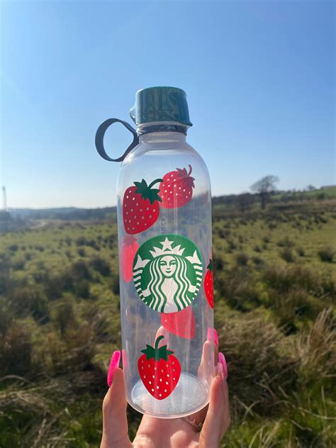 Customised Starbucks Strawberry Water Bottle Etsy