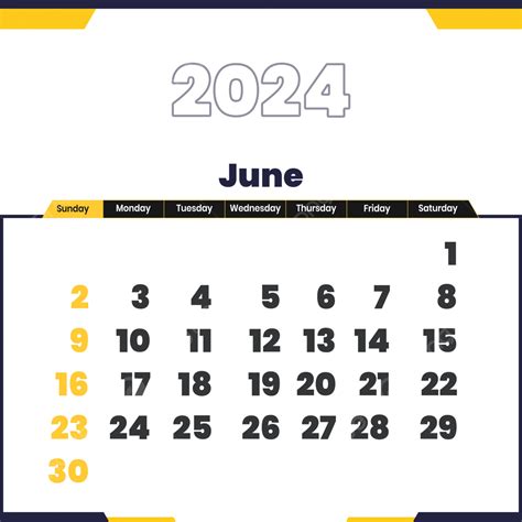 June 2024 Monthly Calendar In Vector Style June June Calendar June