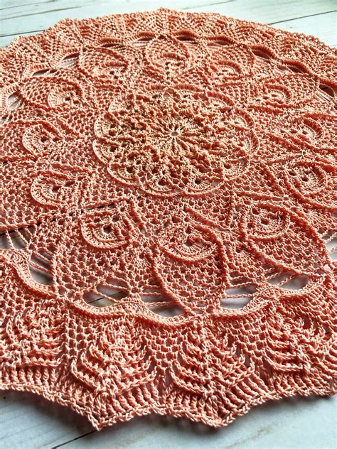 Large Peach Doily Extravagant Pattern Handmade Crochet Etsy Etsy