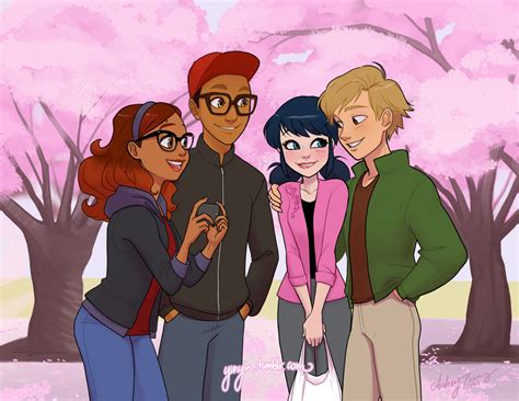 Marinette And Adrien With Alya And Nino Miraculous Ladybug Fan Art