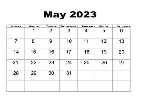 May 2023 Calendar Printable Pdf With Holiday Templates Free