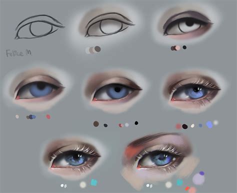 Semi Realism Eyes With White Lashes Step By Step By Felicemelancholie