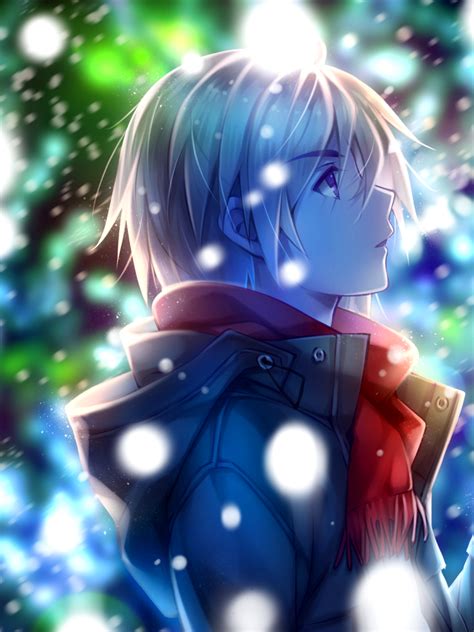 Download 768x1024 Anime Boy Profile View Red Scarf