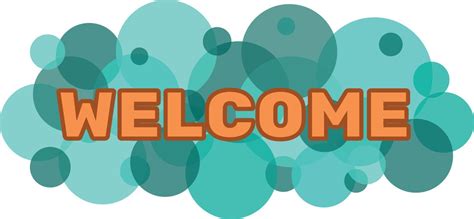 Welcome Text Banner On Geometric Pattern Orange Letters On Turquoise