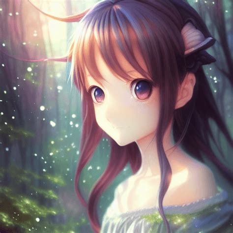 Cute And Adorable Anime Girl Big Puppy Eyes Glowing Full Portrait