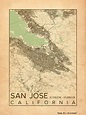 San Jose City Map Print Poster Antique Vintage San Jose | Etsy