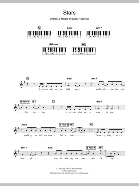 Stars Sheet Music Simply Red Piano Chordslyrics