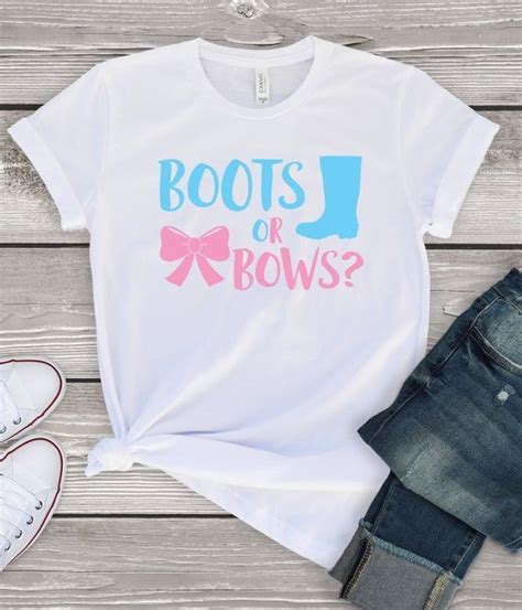 Boots Or Bows Shirt Tank Top V Neck Gender Reveal Party Etsy Gender