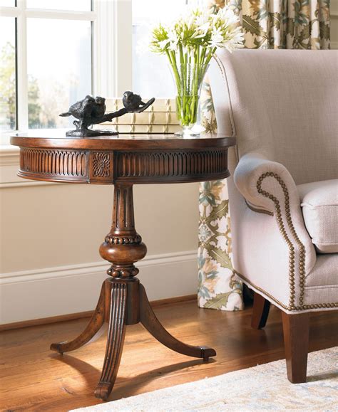 Medium Wood Round Pedestal Accent Table From Hooker Coleman Furniture