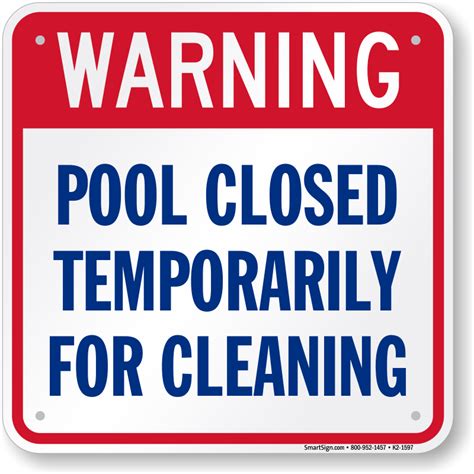 Warning Pool Closed Temporarily For Cleaning Sign Sku K2