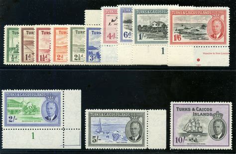 Turks Caicos 1950 KGVI Set Complete Superb MNH SG 221 233 Sc 105