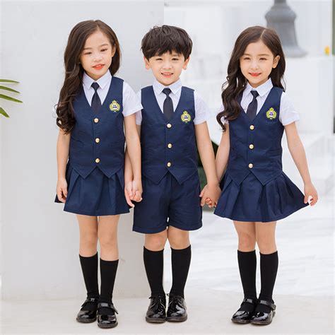Children Navy Blue Cotton Japanese Student School Uniforms Set Suit For