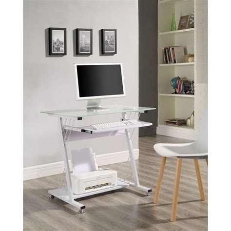 Check spelling or type a new query. Small White Computer Desk Metal Glass Keyboard Shelf ...
