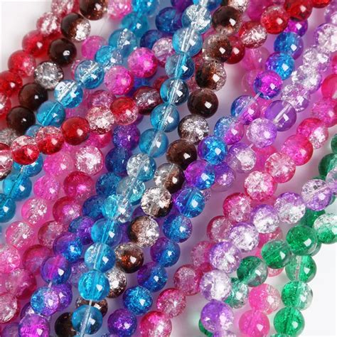 46810mm Round Glass Crackle Quartz Crystal Beads Loose Spacer Beads
