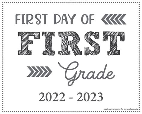 First Day Of 1st Grade Sign Printable Back To School