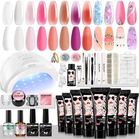 Morovan Poly Nail Gel Kit Builder Gel For Nails With 48W LED UV Nail