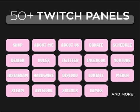 Pastel Pink Twitch Panels Streaming Custom Twitch Png Panels Set Bundle