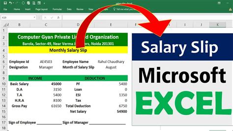 How To Create Salary Slip In Excel Payslip In Excel Salaryslip Youtube