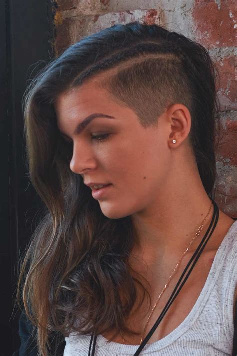 Cute Rebellious Half Shaved Head Hairstyles For Modern Girls Long Hair Shaved Sides Half