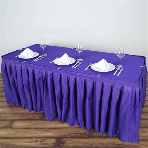 Buy 14ft Purple Pleated Polyester Table Skirt Case Of 6 Table Skirts