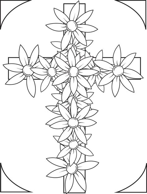 Cross With Flowers Coloring Page Flower Coloring Pages Cross