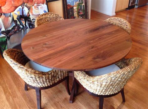 We have your solution here. Custom 60" Round Walnut Table Top by Appalachian Joinery ...