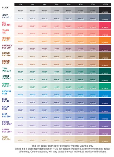 Standard Ink Colours