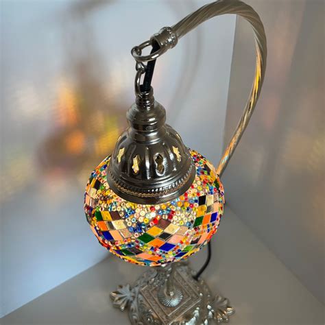Turkish Mosaic Lamp Silver Swan Gooseneck Desk Lamp Bedside Night