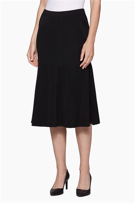 Plus Size Flared Knit Midi Skirt Ming Wang