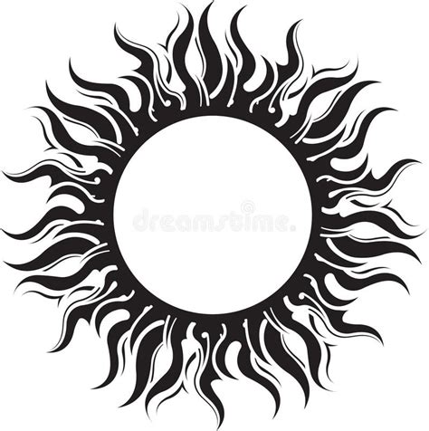 Decorative Black Sun Symbol With Long Rays Vector Illustration Stock
