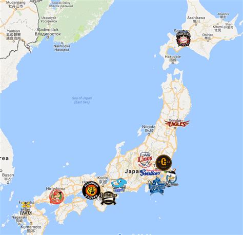 2019 Nippon Professional Baseball League Map Nippon Professional
