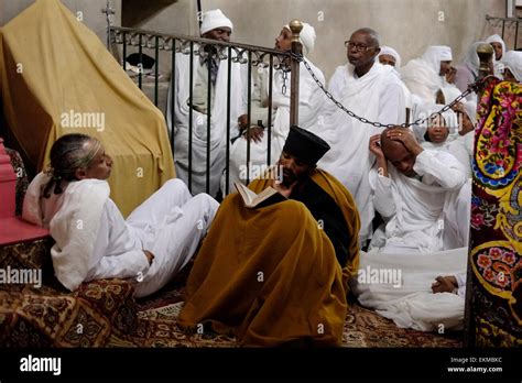 Ethiopian Orthodox Christian Pilgrims Gathered During Holy Fire