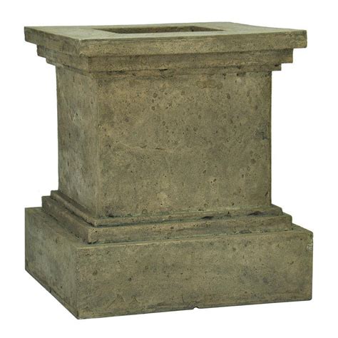 Mpg 16 12 In Square Aged Granite Cast Stone Pedestal Planter Pf5430ag