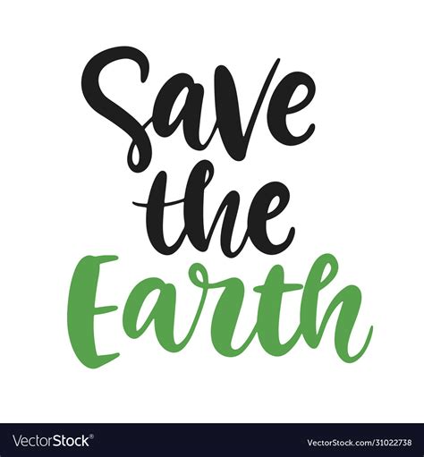 Save Earth Poster Ecology Lettering Badge Vector Image