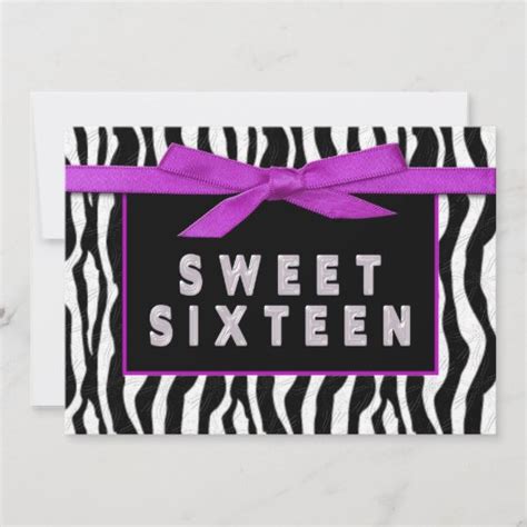 Sweet Sixteen Zebra Birthday Party Invitation Zazzle