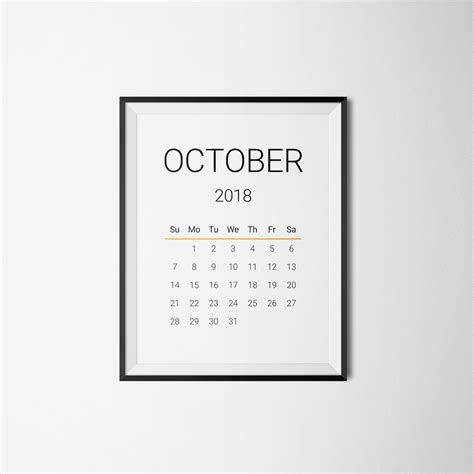 October 2018 Printable Calendar
